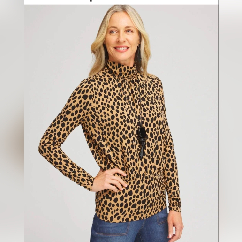Chicos Size 3 Leopard Cheetah Top Mob Wife Style